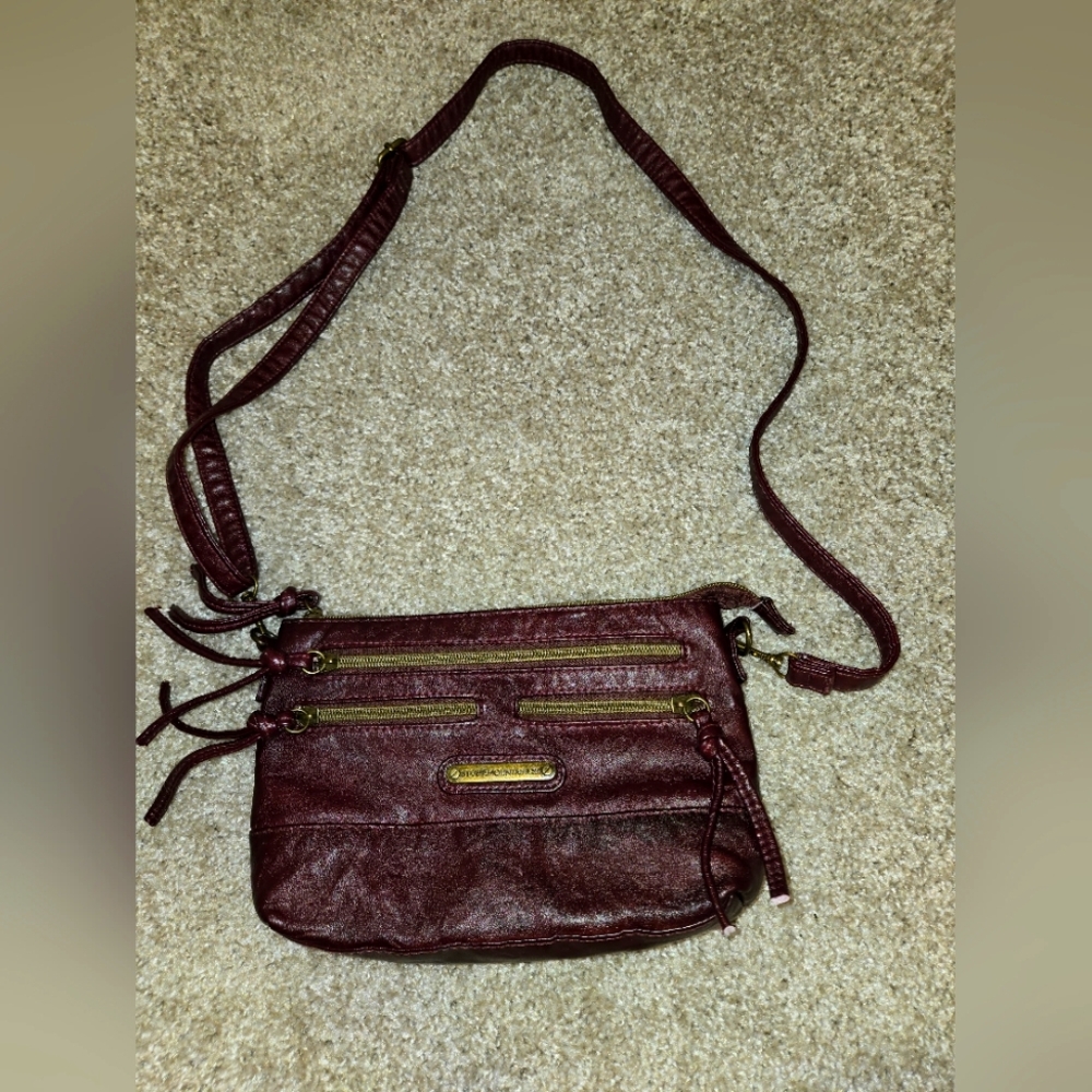 Stone Mountain Use Small Leather Crossbody Bag Purse Fall Burgundy